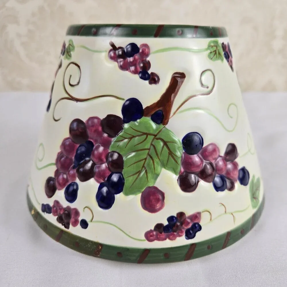 Grape Themed Ceramic Candle Shade/Topper For Use With Jarred Candle